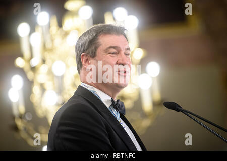 11 January 2019, Bavaria, München: Markus Söder (CSU), Prime Minister of Bavaria, speaks at the New Year's Reception of the Bavarian State Government in the Residence. Photo: Matthias Balk/dpa Stock Photo