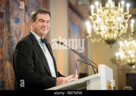 11 January 2019, Bavaria, München: Markus Söder (CSU), Prime Minister of Bavaria, speaks at the New Year's Reception of the Bavarian State Government in the Residence. Photo: Matthias Balk/dpa Stock Photo