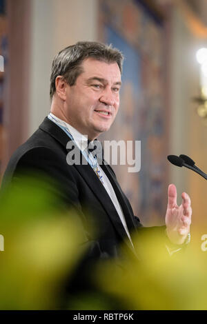 11 January 2019, Bavaria, München: Markus Söder (CSU), Prime Minister of Bavaria, speaks at the New Year's Reception of the Bavarian State Government in the Residence. Photo: Matthias Balk/dpa Stock Photo