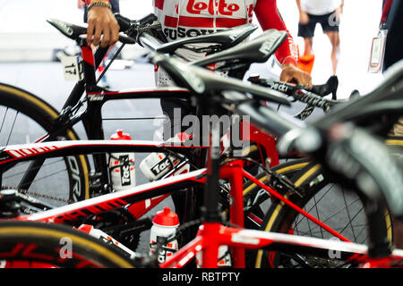 January 10 2019 Caleb Ewan Lotto Soudal taking his bike