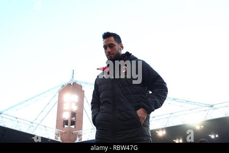 Milan, Italy. 12th Jan, 2019. ESCLUSIVA MILAN Foto Spada/LaPresse 12 Gennaio 2019 Genova ( Italia ) sport calcio Sampdoria vs Milan - Coppa Italia 2018/2019 - Stadio Marassi Nella foto: Hakan Calhanoglu EXCLUSIVE MILAN Photo Spada/LaPresse January 12, 2018 Genoa ( Italy ) sport soccer Sampdoaria vs Milan - Italian Cup ChampionshipTIM 2018/2019 - Marassi Stadium In the pic: Hakan Calhanoglu Credit: LaPresse/Alamy Live News Stock Photo