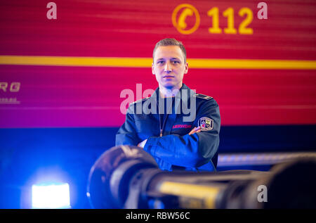 gelsenkirchen sven firefighter station fire german january alamy westphalia rhine emergency north television