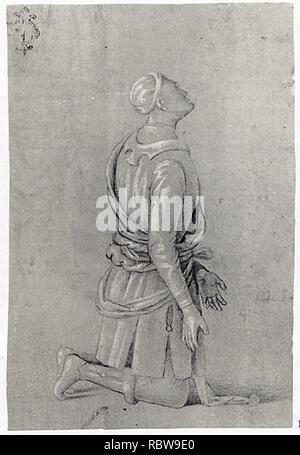 Clemency Drawing Example A Kneeling Man in Fifteenth-Century Costume (recto); a small ...