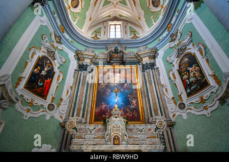 Matera, Italy - September 22 2018: The ornate, baroque interior of the Church of the Purgatory in Matera, Italy Stock Photo