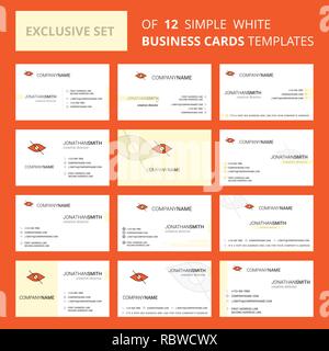 Set of 12 Not seen  Creative Busienss Card Template. Editable Creative logo and Visiting card background Stock Vector
