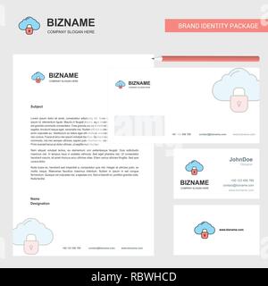 Locked cloud  Business Letterhead, Envelope and visiting Card Design vector template Stock Vector