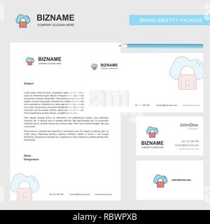 Secure cloud Business Letterhead, Envelope and visiting Card Design vector template Stock Vector