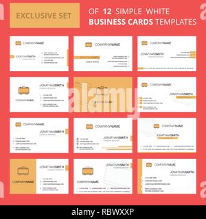 Set of 12 Briefcase Creative Busienss Card Template. Editable Creative logo and Visiting card background Stock Vector