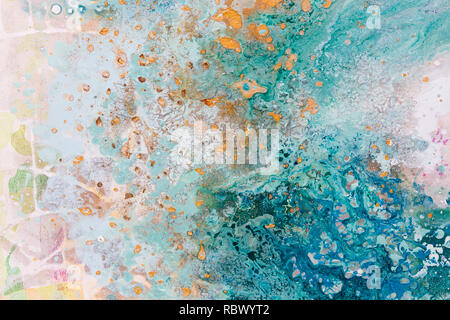 Close up of abstract art with water and postal colors. All hand painted and original works.