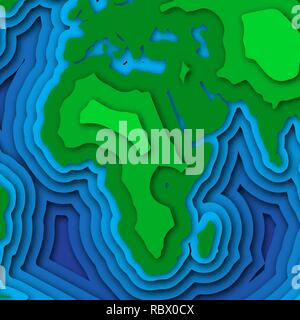 Earth planet with clouds, 3d paper cut design. Vector illustration. Happy Earth day concept, papercut shapes with shadow. Stock Vector