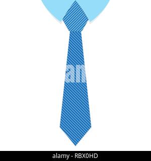A striped blue tie in flat design. Vector illustration. Happy Fathers day background with cute tie. Father day greeting card Stock Vector