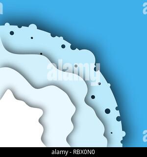 Blue background from cut 3D paper layers with shadow. Vector illustration. Abstract paper cut texture.