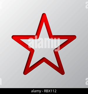 Red star from cut paper with shadow. Vector illustration. Abstract star cut from paper Stock Vector
