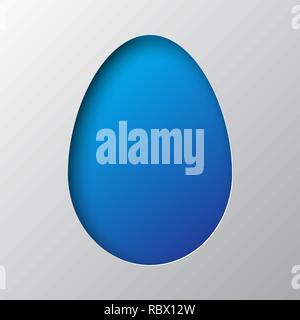 Paper art of the blue symbol of egg isolated. Vector illustration. Egg icon is cut from paper. Stock Vector