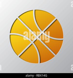 Paper art of the yellow ball isolated. Vector illustration. Ball icon is cut from paper. Stock Vector
