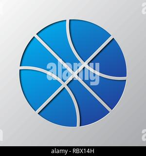 Paper art of the blue ball isolated. Vector illustration. Ball icon is cut from paper. Stock Vector