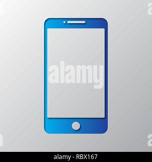 Paper art of the blue smartphone isolated. Vector illustration. Smartphone icon is cut from paper. Stock Vector