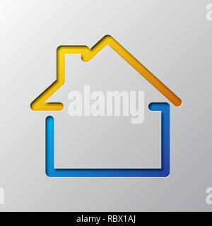 Paper art of the house symbol isolated. Vector illustration. House icon is cut from paper. Stock Vector