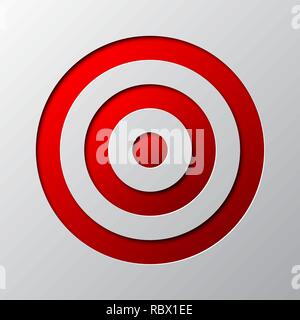 Paper art of the red target symbol, isolated. Vector illustration. Target icon is cut from paper. Stock Vector