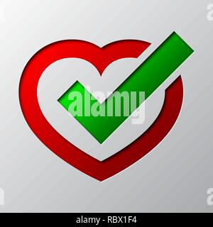 Paper art of the green check mark isolated. Vector illustration. Approved symbol is cut from paper. Stock Vector