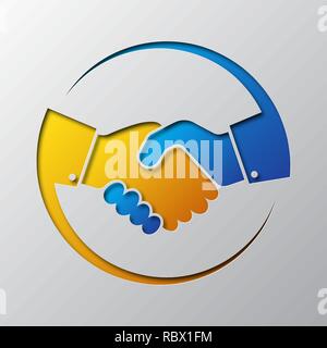 Paper art of the handshake isolated. Vector illustration. Handshake ...