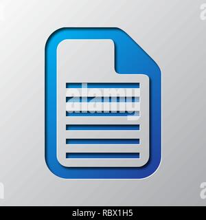 Paper art of the blue document symbol isolated. Vector illustration. Document icon is cut from paper. Stock Vector