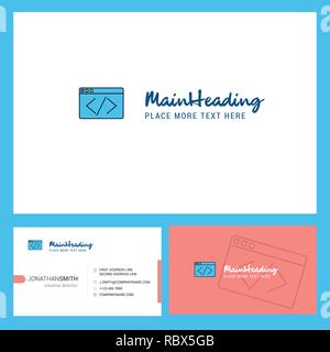 Code Logo design with Tagline & Front and Back Busienss Card Template. Vector Creative Design Stock Vector