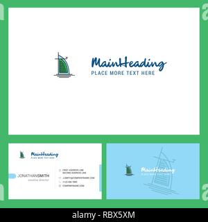 Dubai hotel  Logo design with Tagline & Front and Back Busienss Card Template. Vector Creative Design Stock Vector