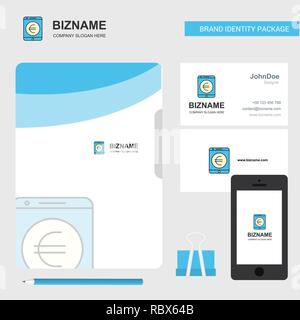 Euro  Business Logo, File Cover Visiting Card and Mobile App Design. Vector Illustration Stock Vector