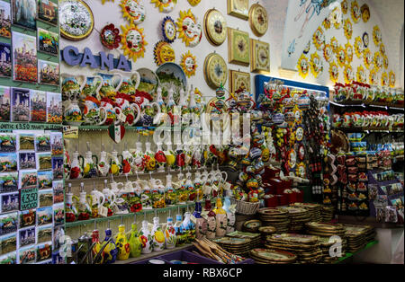 SIENA, ITALY - JULY 05, 2017: Typical souvenirs in a shop in Siena, Tuscany, Italy Stock Photo