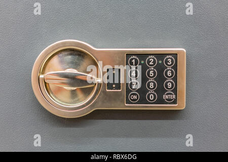 Safe lock code Password Pad number Protection Safety box bank. safe code lock Stock Photo