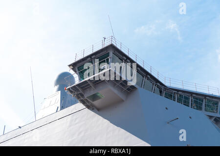 ROTTERDAM, NETHERLANDS - SEPTEMBER 3, 2017: Detail of the Karel Doorman, a dutch multi-function support ship for amphibious operations of the Royal Ne Stock Photo