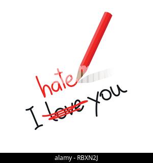 I hate love you typography vector illustration EPS10 Stock Vector