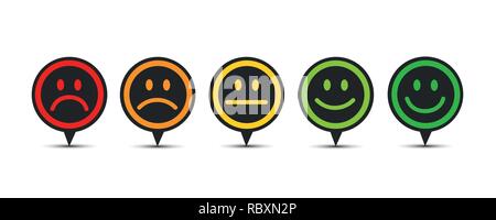 rating satisfaction feedback in form of emotions speech bubble vector illustration Stock Vector