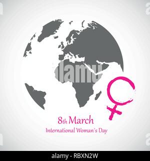 international women's day 8th march pink female symbol and earth vector illustration EPS10 Stock Vector