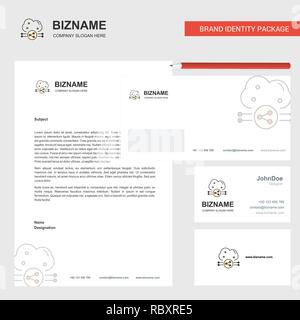 Cloud sharing  Business Letterhead, Envelope and visiting Card Design vector template Stock Vector