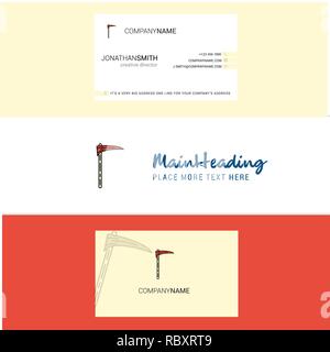 Beautiful Axe  Logo and business card. vertical Design Vector Stock Vector