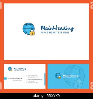 Internet protected Logo design with Tagline & Front and Back Busienss Card Template. Vector Creative Design Stock Vector