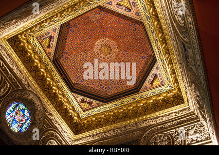 Segovia, Spain - April 26, 2008: The incredible hand-carved ceiling of the Throne Hall in Alcazar de Segovia. Castilla y Leon, Spain Stock Photo