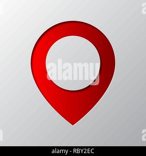 Paper art of red map pointer isolated. Vector illustration. Pointer icon is cut from paper. Stock Vector