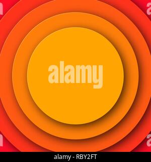 Red paper art circle background with layers. Vector illustration. Creative paper cut background Stock Vector
