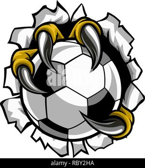 Soccer Ball Eagle Claw Talons Tearing Background Stock Vector