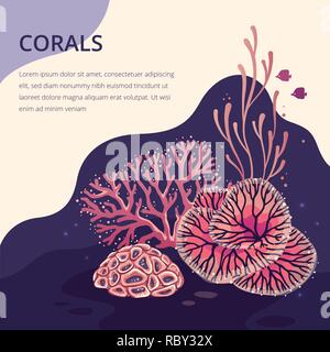 Beautiful coral card for print Stock Vector