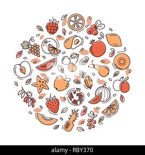 Circle fruit set Stock Vector