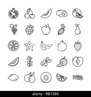 Set of icons with different fruits Stock Vector