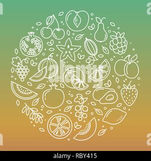 Circle fruit set Stock Vector