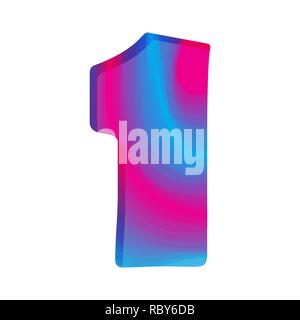 Abstract colorful number One. Vector illustration. Creative number One isolated. Stock Vector