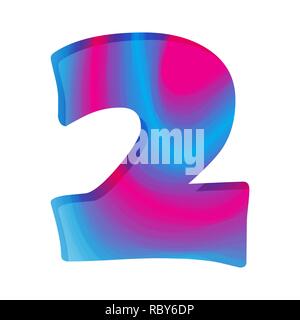 Abstract colorful number Two. Vector illustration. Creative number Two isolated. Stock Vector