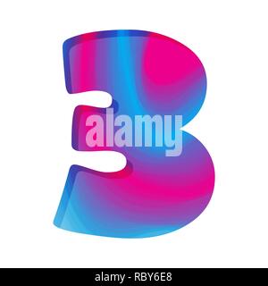 Abstract colorful number Three. Vector illustration. Creative number Three isolated. Stock Vector