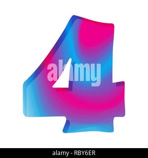 Abstract colorful number Four. Vector illustration. Creative number Four isolated. Stock Vector